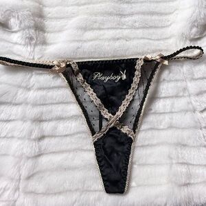 PLAYBOY Black and Cream Lace Panties